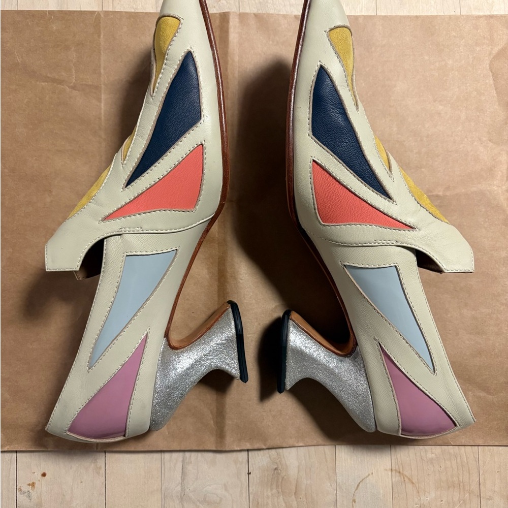 John Fluevog Super Fine Cardinal  Square Toe Loafer Heel - Picture 3 of 8
